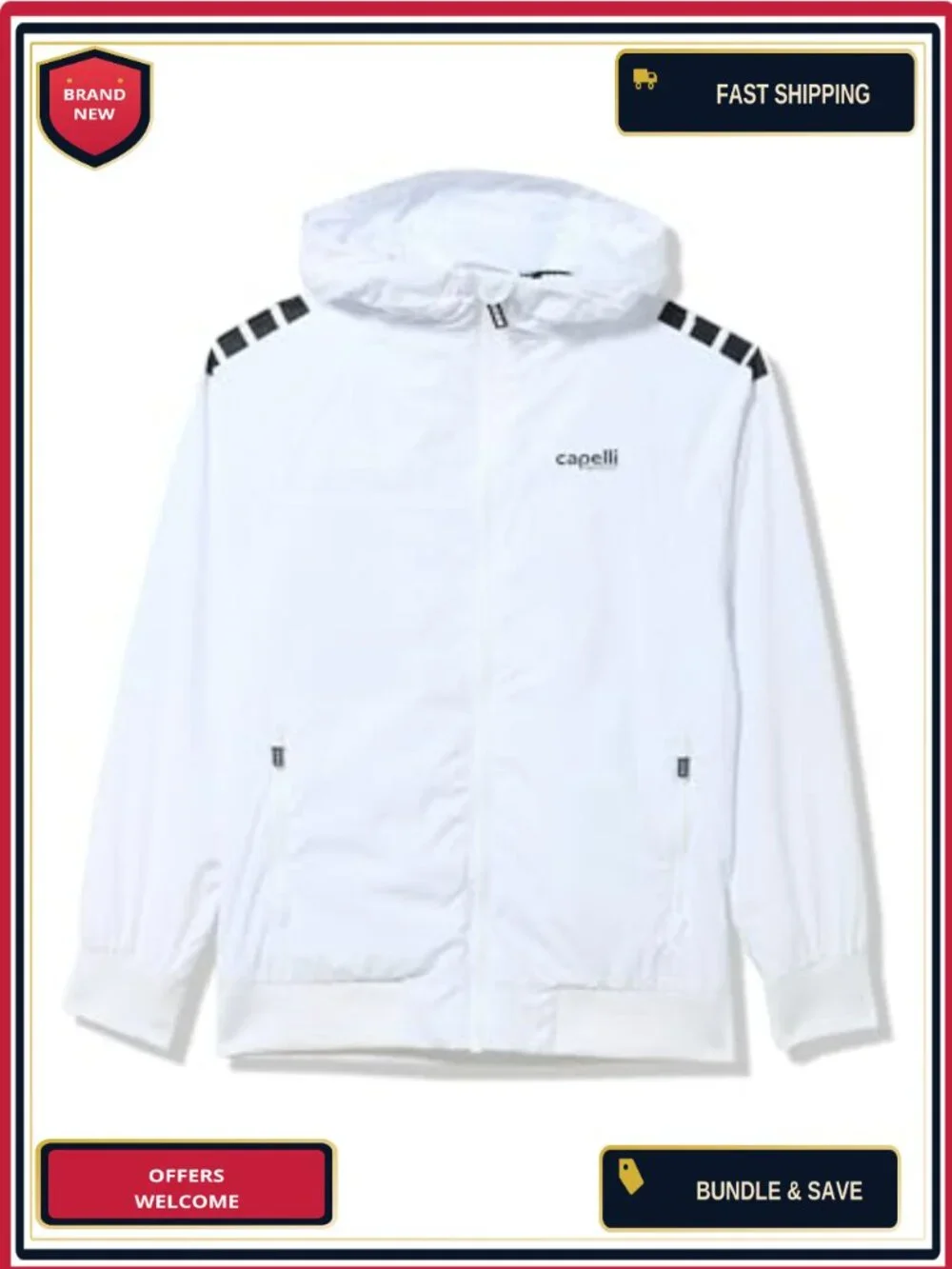Boys Lightweight Windbreaker Jacket Hooded Pullover with Zipper Pockets